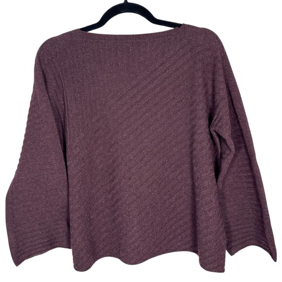 Eileen Fisher Ribbed Boatneck Cashmere Purple Sweater PS Petite Small 6 - 8 - Picture 2 of 8